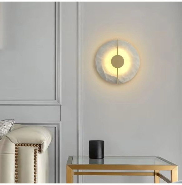 New Modern Alabaster round Wall lamp marble stone indoor living room bedroom bedside kitchen Light corridor home decoration lighting