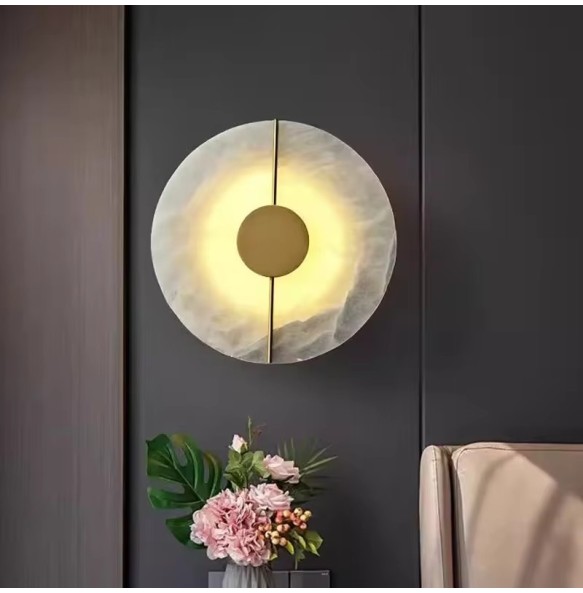 New Modern Alabaster round Wall lamp marble stone indoor living room bedroom bedside kitchen Light corridor home decoration lighting