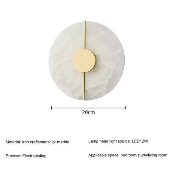 New Modern Alabaster round Wall lamp marble stone indoor living room bedroom bedside kitchen Light corridor home decoration lighting