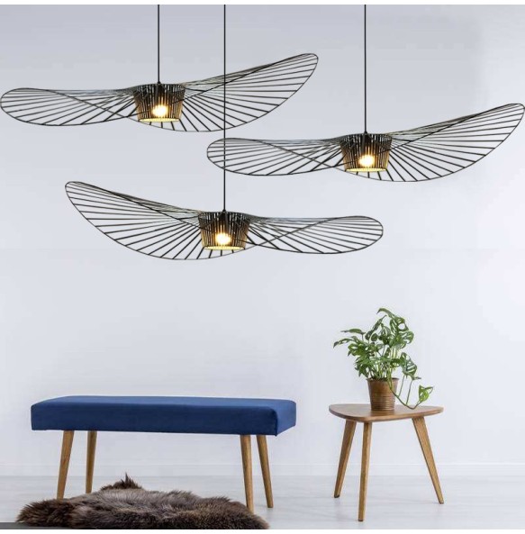 Nordic Chandelier Living Room Decor Home Straw Hat Pendant Lights Led Ceiling Lamp Dining Table Bedroom Hanging Fixtures