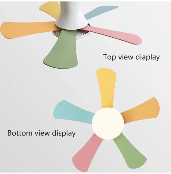 48inch Children's room color Ceiling Fan Light Wood Blade Ceiling Fan With Light And Control Indoor Restaurant Electric Fan 110V220V