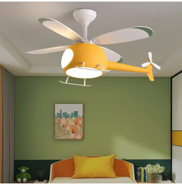 Cartoon LED Ceiling Lamp Helicopter Fan Chandelier for Children's Room Living Room Bedroom Indoor Lighting Fixture