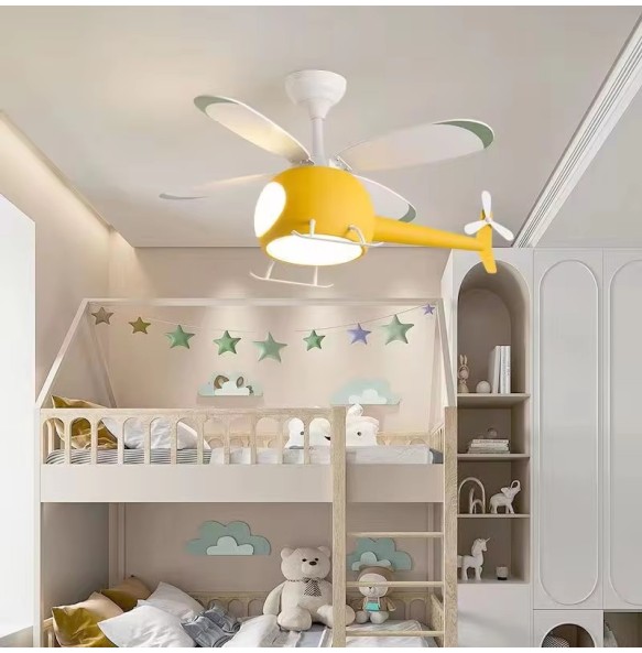 Cartoon LED Ceiling Lamp Helicopter Fan Chandelier for Children's Room Living Room Bedroom Indoor Lighting Fixture