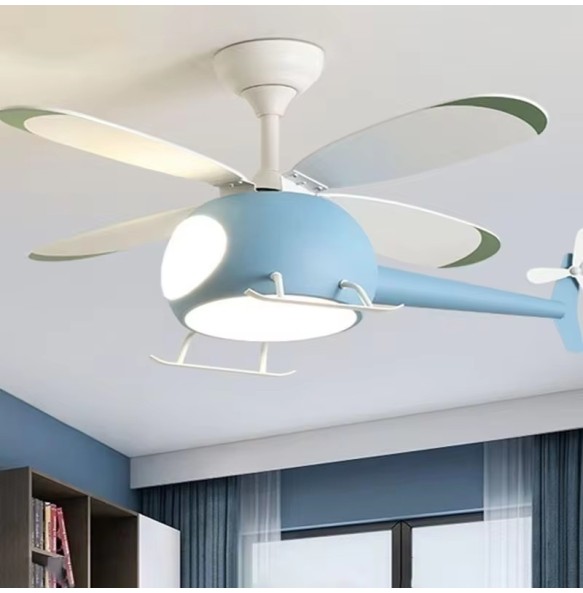 Cartoon LED Ceiling Lamp Helicopter Fan Chandelier for Children's Room Living Room Bedroom Indoor Lighting Fixture