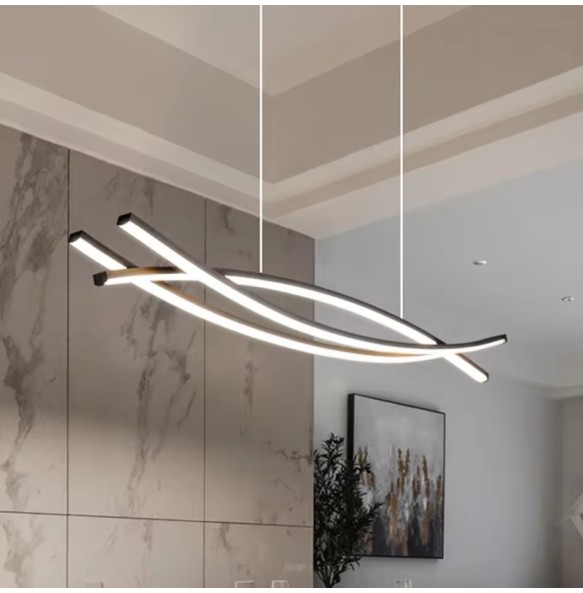 Dining room chandelier modern simple Nordic light luxury long bar hanging lamp fashion home decor indoor pendant lighting