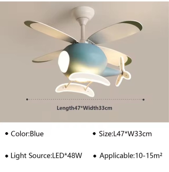 Cartoon LED Ceiling Lamp Helicopter Fan Chandelier for Children's Room Living Room Bedroom Indoor Lighting Fixture