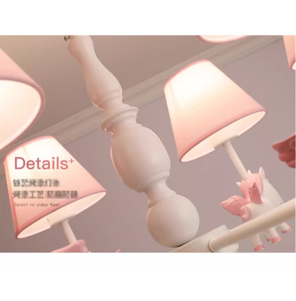 Cartoon pony children's room chandelier girls boys princess bedroom LED eye protection chandelier