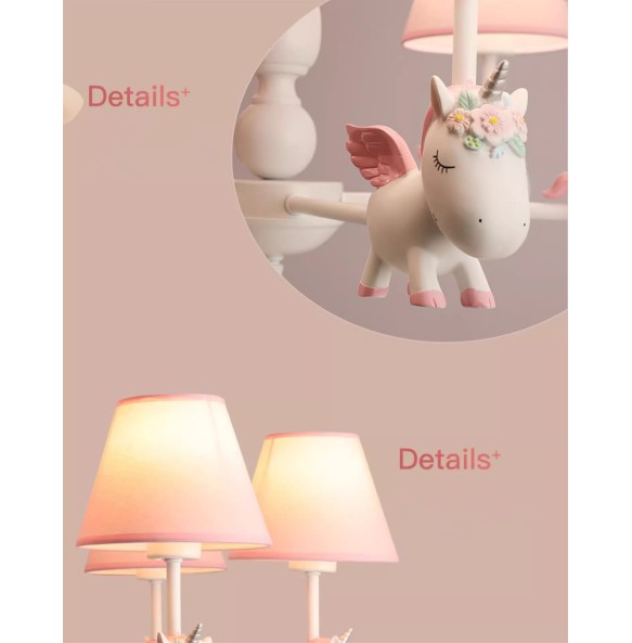 Cartoon pony children's room chandelier girls boys princess bedroom LED eye protection chandelier