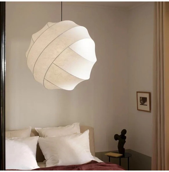 Silk Fabric Wabi Sabi LED Pendant Lamp for Study Restaurant Homestay Home Decor Nordic Modern Ball Chandelier