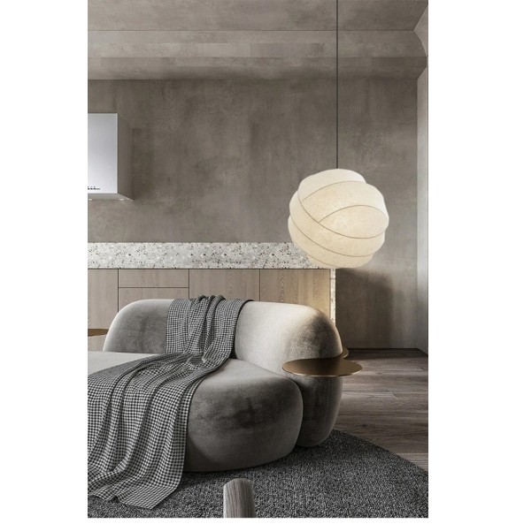 Silk Fabric Wabi Sabi LED Pendant Lamp for Study Restaurant Homestay Home Decor Nordic Modern Ball Chandelier