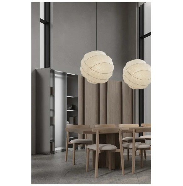 Silk Fabric Wabi Sabi LED Pendant Lamp for Study Restaurant Homestay Home Decor Nordic Modern Ball Chandelier