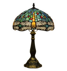 Blue Dragonfly American Vintage Tiffany Stained Glass Table Lamp