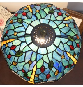 Blue Dragonfly American Vintage Tiffany Stained Glass Table Lamp