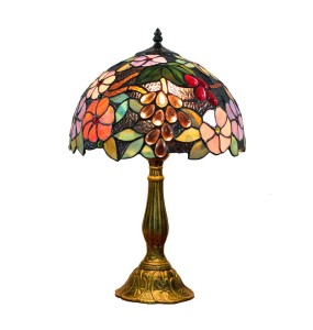 Tiffany Vintage Stained Glass Table Lamp Living Room Dining Room Bedroom Bedside Table Lamp Bar Rustic Grape Table Lamps