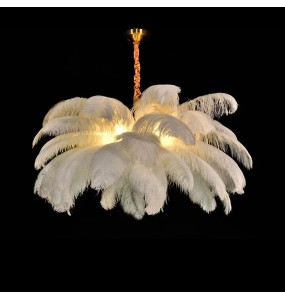 Nordic Ostrich Feather Led Pendant Lamp Living Room Feather Lamp Bedroom Home Decor Indoor Lighting Hanging Light Fixture luster