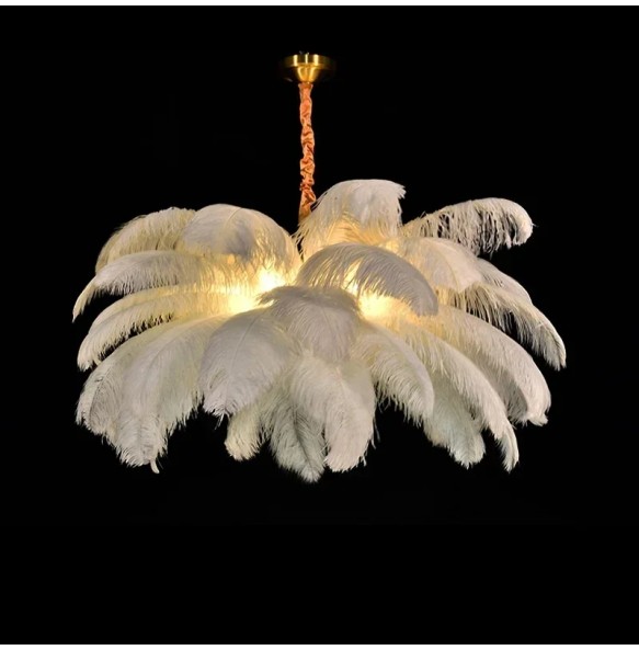 Nordic Ostrich Feather Led Pendant Lamp Living Room Feather Lamp Bedroom Home Decor Indoor Lighting Hanging Light Fixture luster