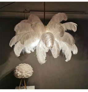 Nordic Ostrich Feather Led Pendant Lamp Living Room Feather Lamp Bedroom Home Decor Indoor Lighting Hanging Light Fixture luster