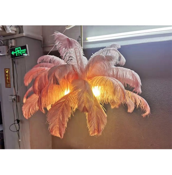 Nordic Ostrich Feather Led Pendant Lamp Living Room Feather Lamp Bedroom Home Decor Indoor Lighting Hanging Light Fixture luster