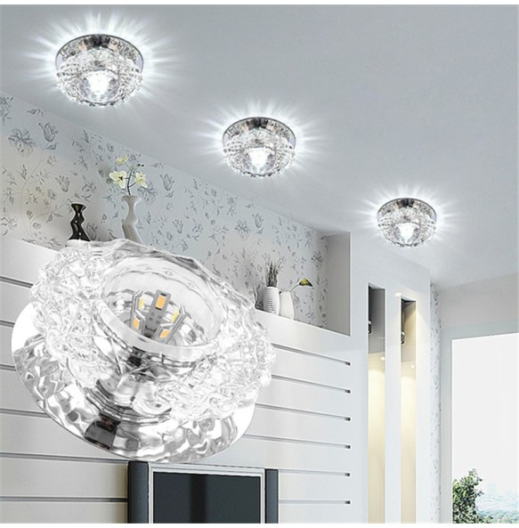 Marmenkina 10 cm Crystal Flush Mount Lights Crystal Electroplated LED AC110-240V / FCC 