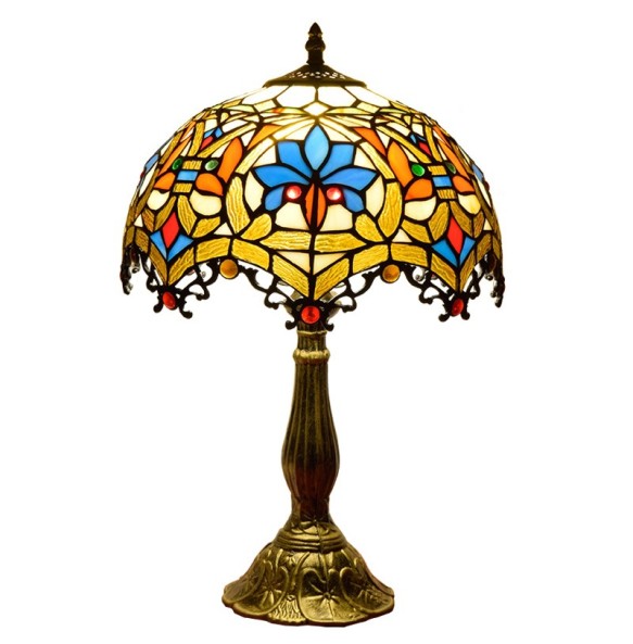 European-style art stained glass study living room bedroom hotel decoration bedside Tiffany table lamp glass lamp