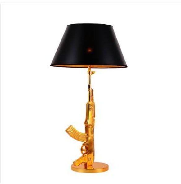 Modern Electroplated Table Lamp AK47 Gun Design Desk Decor Light Gold Silver Creative Metal Desk Reading Night Light