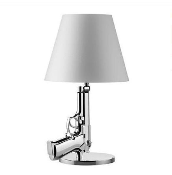 Modern Electroplated Table Lamp AK47 Gun Design Desk Decor Light Gold Silver Creative Metal Desk Reading Night Light