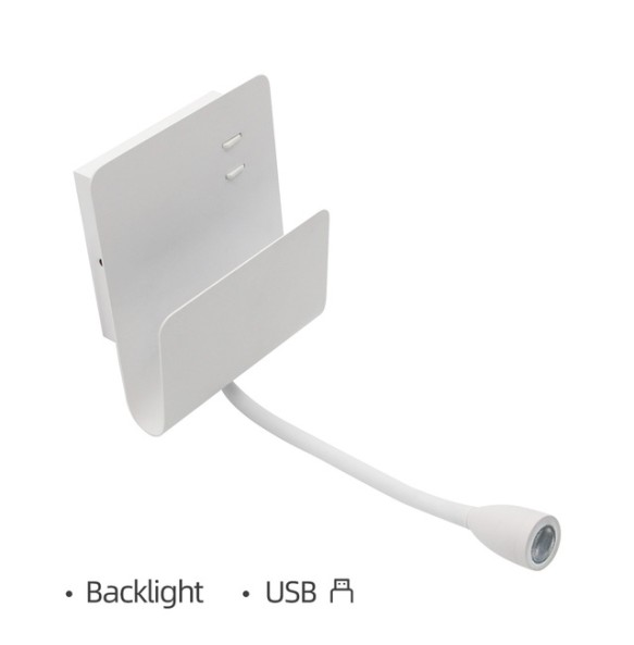 led wandlamp bed reading wall lamp aluminum cree chip back light usb port wireless charger board phone shelf led lamp