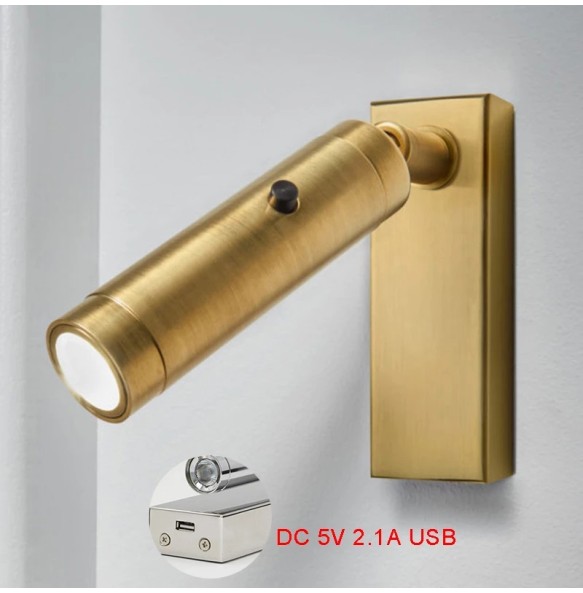 modern wall lamp wall mount bed side reading wall light dc 5v usb charger bedroom lamps rotating night light fixtures