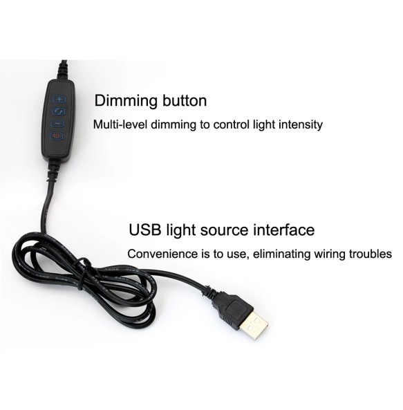 Led book Lamp clip Reading Light USB Power black Flexible hose table Desk Headboard home study dimmable bright 5V ring