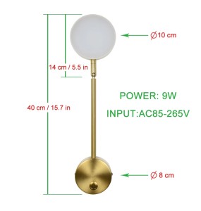 Modern wall lights 9W With switch led wall lamps gold wall lamps livingroom indoor lighting Bedside For Bedroom wall sconce