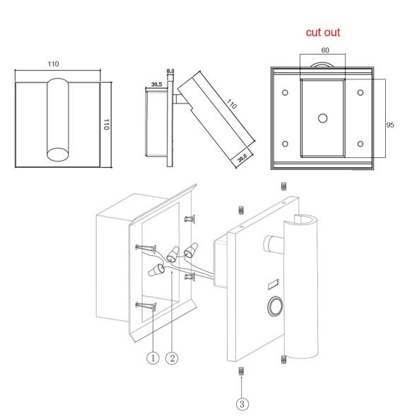 Multifunction Wall Lights Bedroom Headboard lights for bed room with push switch DC USB charging port ressessed install