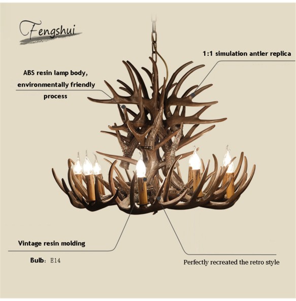 Nordic LED Chandelier E14 Pendant Lamp Lighting Hanglamp Industrial Buck Deer Horn Antler Bedroom Living Room Kitchen Fixtures