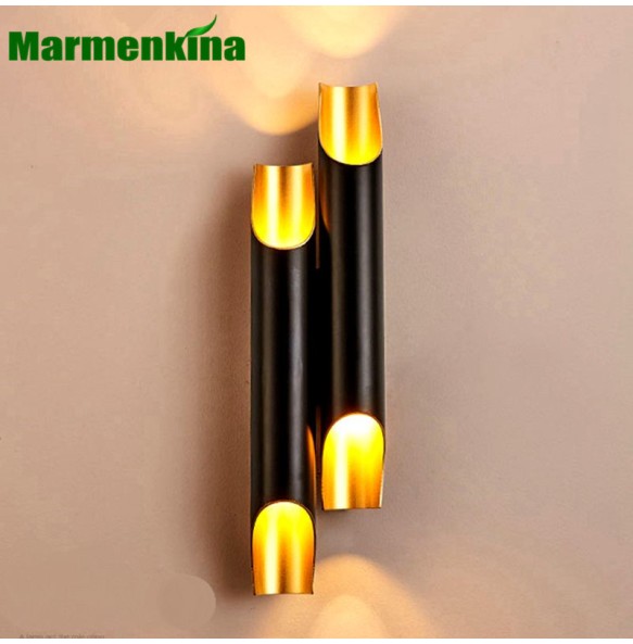 Postmodern aluminum pipe decorative wall lamp creative living room bedroom corridor aisle hotel black wall light