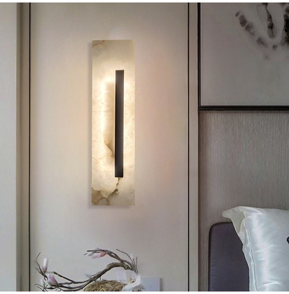 New 40CM High Natural Marble Wall Lamp Led Postmodern Living Room Bedroom Home Decor Light Luxury Bedside Hallway Sconce