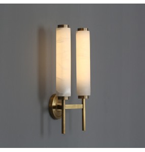 New Modern Luxury Living Room Bedroom Villa Bedside Copper Marble Wall Sconce Light Fixture Decorative Thin Bathroom Mirror Lamp