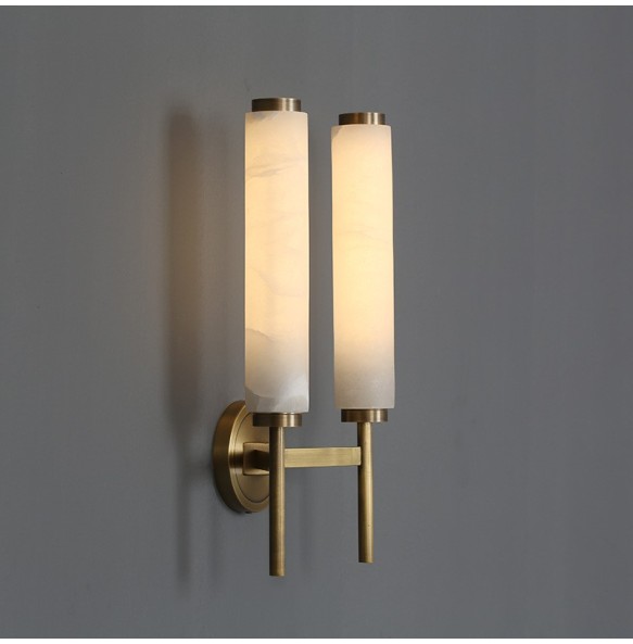 New Modern Luxury Living Room Bedroom Villa Bedside Copper Marble Wall Sconce Light Fixture Decorative Thin Bathroom Mirror Lamp