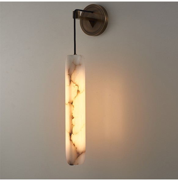 New Cylindrical Natural Marble Wall Lights Living Room Bedroom Aisle Stairs Sconce Lamp Copper Wire Adjustable Including E14 Bulb