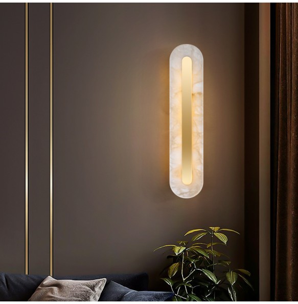 New Light luxury full copper wall lamp postmodern creative hotel staircase aisle restaurant lamp bedroom headboard marble wall lamp