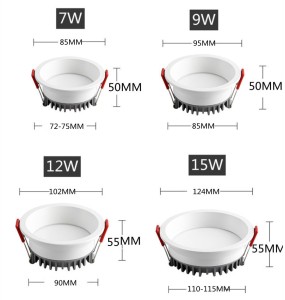 New Dimmable AC85~265V Recessed Anti Glare LED Downlights 7W/9W/12W/15W LED Ceiling Spot Lights Background Lamps Indoor Lighting