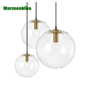 Nordic modern minimalist glass ball pendant lamp Single-head restaurant bar pendant light E27 AC110V 220V 230V