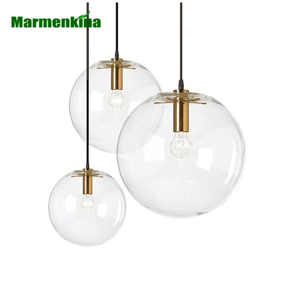 Nordic modern minimalist glass ball pendant lamp Single-head restaurant bar pendant light E27 AC110V 220V 230V