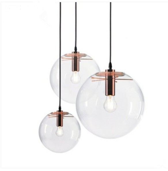 Nordic modern minimalist glass ball pendant lamp Single-head restaurant bar pendant light E27 AC110V 220V 230V