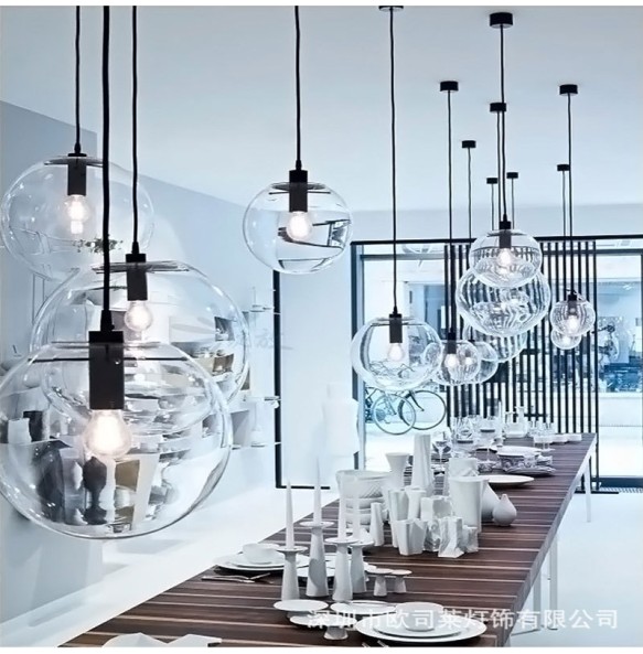 Nordic modern minimalist glass ball pendant lamp Single-head restaurant bar pendant light E27 AC110V 220V 230V