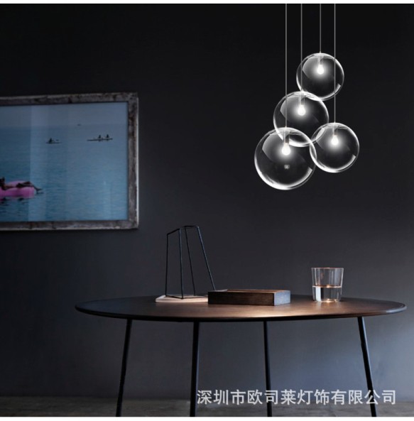 Nordic modern minimalist glass ball pendant lamp Single-head restaurant bar pendant light E27 AC110V 220V 230V