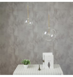 New Nordic Clear Glass Pendant Lights Globe Chrome Glass Ball Pendant Lamp Dining Room Kitchen Hanging Lamp decor lighting fixtures