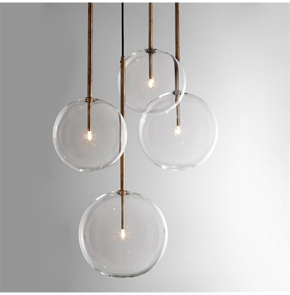 New Nordic Clear Glass Pendant Lights Globe Chrome Glass Ball Pendant Lamp Dining Room Kitchen Hanging Lamp decor lighting fixtures