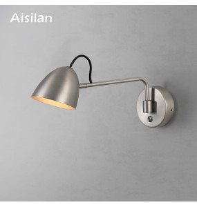 New LED Rocker Modern Style Nickel Adjustable Wall light Bedside Wall Lamp Living Room Wall Sconce for Study Bedroom