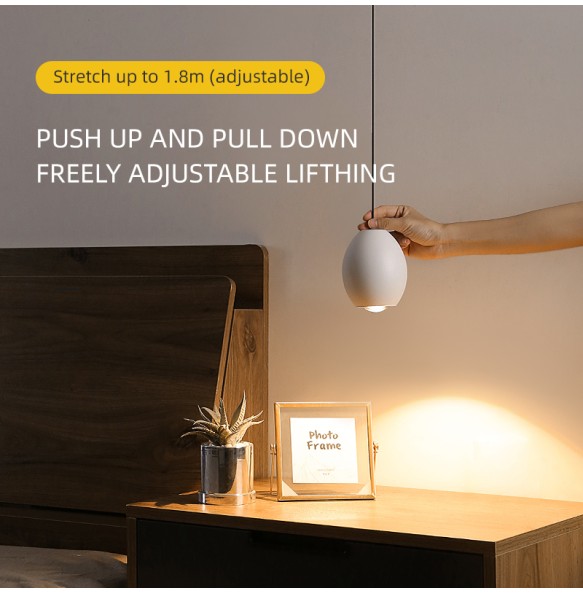 New Pendant Light  Lift adjustable Length White 7W CRI 97 Metal Hanging Spotlight for Bedroom Living Room Kitchen Island