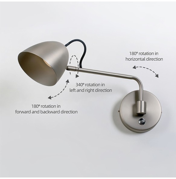 New LED Rocker Modern Style Nickel Adjustable Wall light Bedside Wall Lamp Living Room Wall Sconce for Study Bedroom