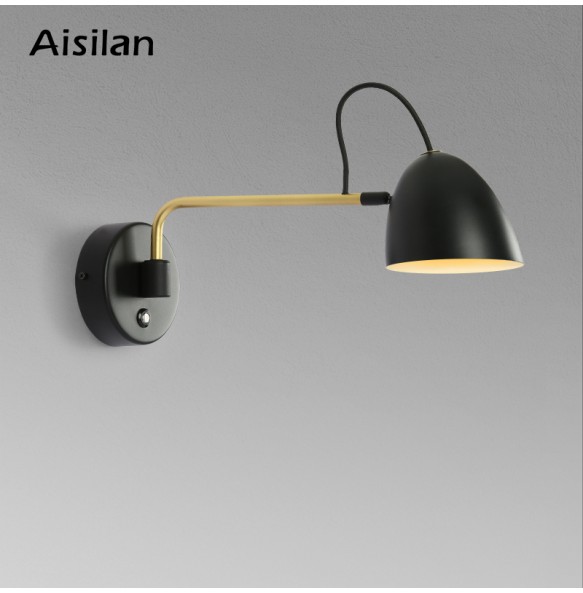 New Wall Lamp Modern Style Wall Light Adjustable Black and Golden for Bedside Bedroom Study Living Room Wall Sconce